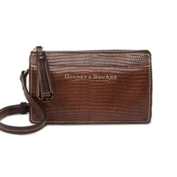 DOONEY & BOURKE Gingy Embossed Chestnut Brown Leather Crossbody Bag - Picture 5 of 12